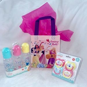 Disney Princess baby bottle and pacifier sets and reusable gift bag